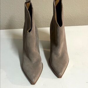Marc Fisher Suede Ankle Booties in Taupe. Used one time !  Almost new